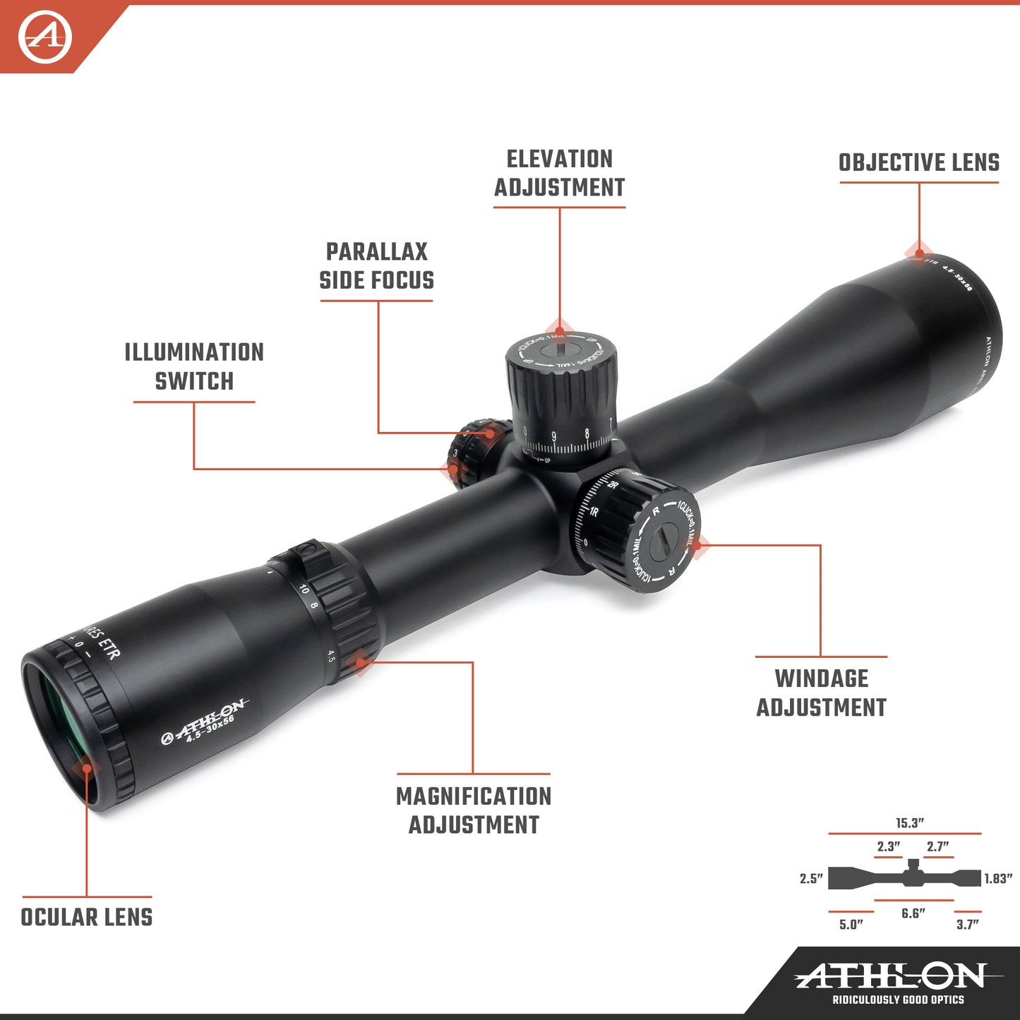 Ares ETR UHD 4.5-30x56 APRS6 FFP IR MIL Reticle