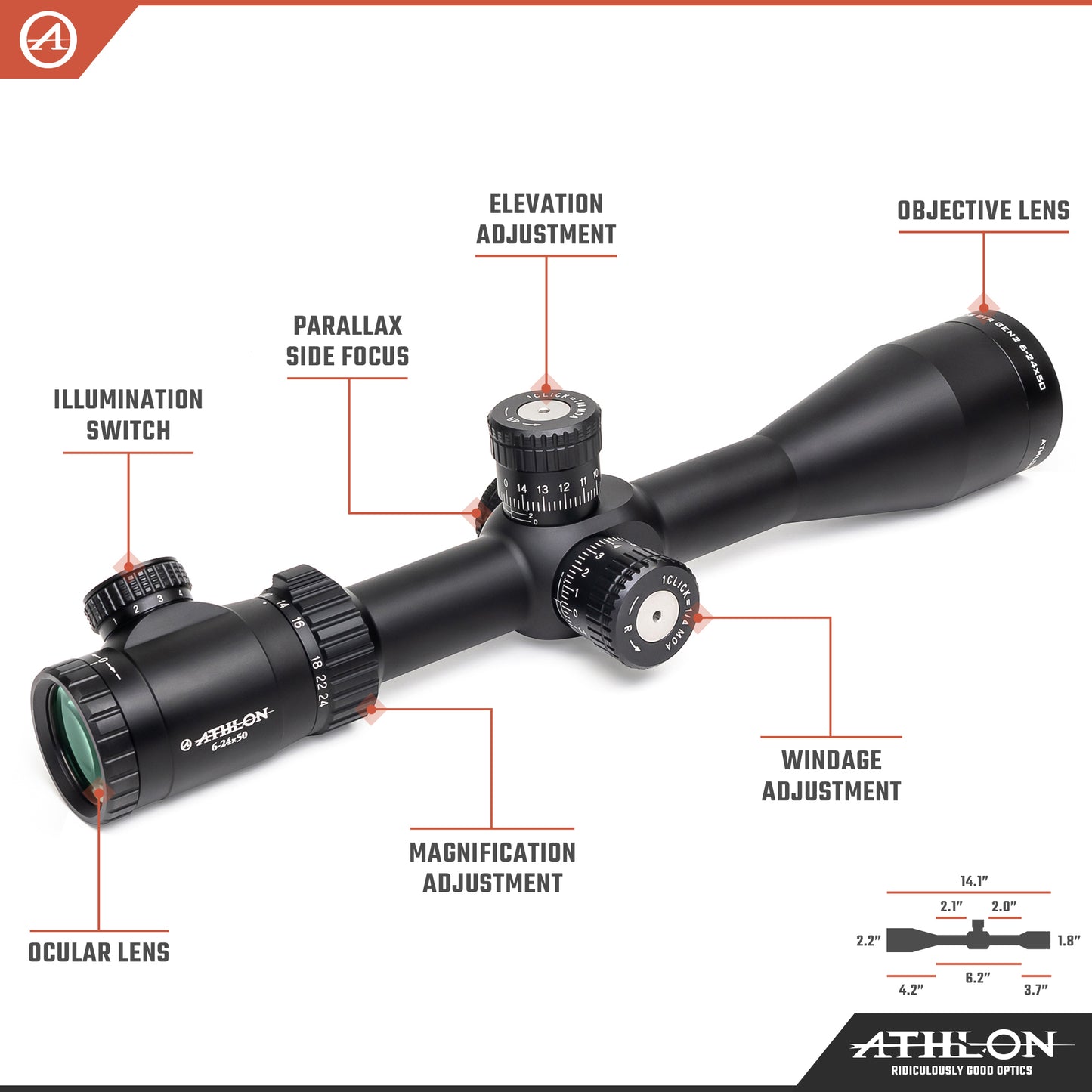 Argos BTR GEN2 6-24X50 APLR2 FFP IR MOA Reticle