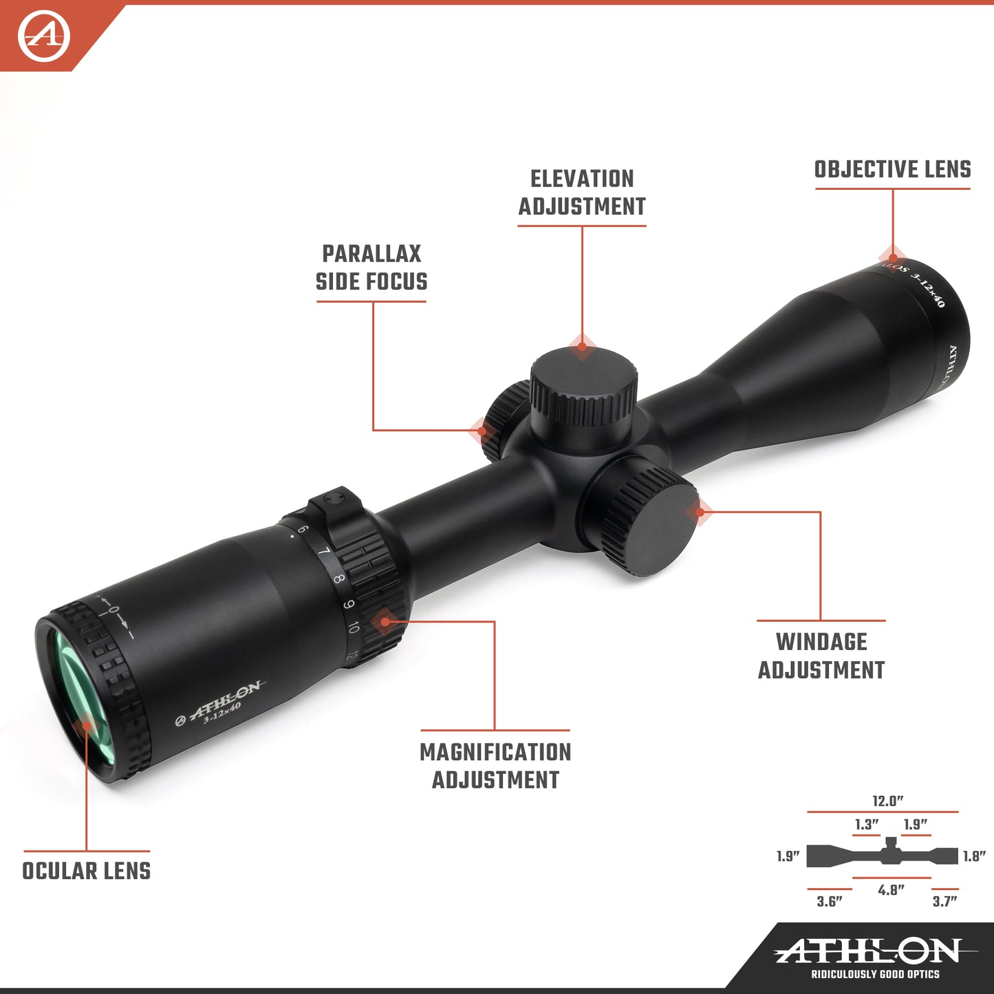Talos 3-12x40 Center X SFP MOA Reticle