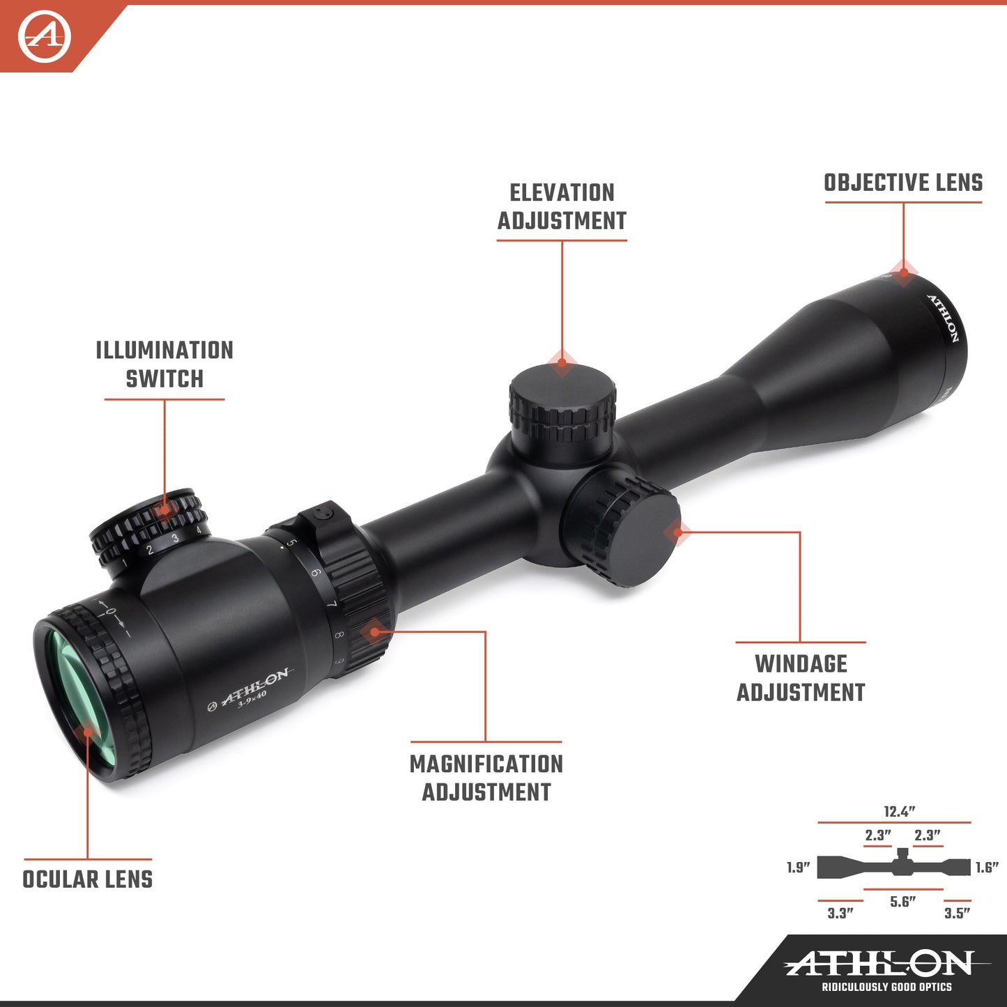 Neos 3-9x40 BDC 500 SFP IR MOA Reticle