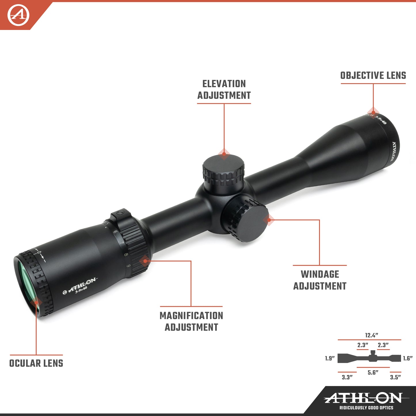 Neos 3-9x40 BDC 22 RimFire SFP MOA Reticle