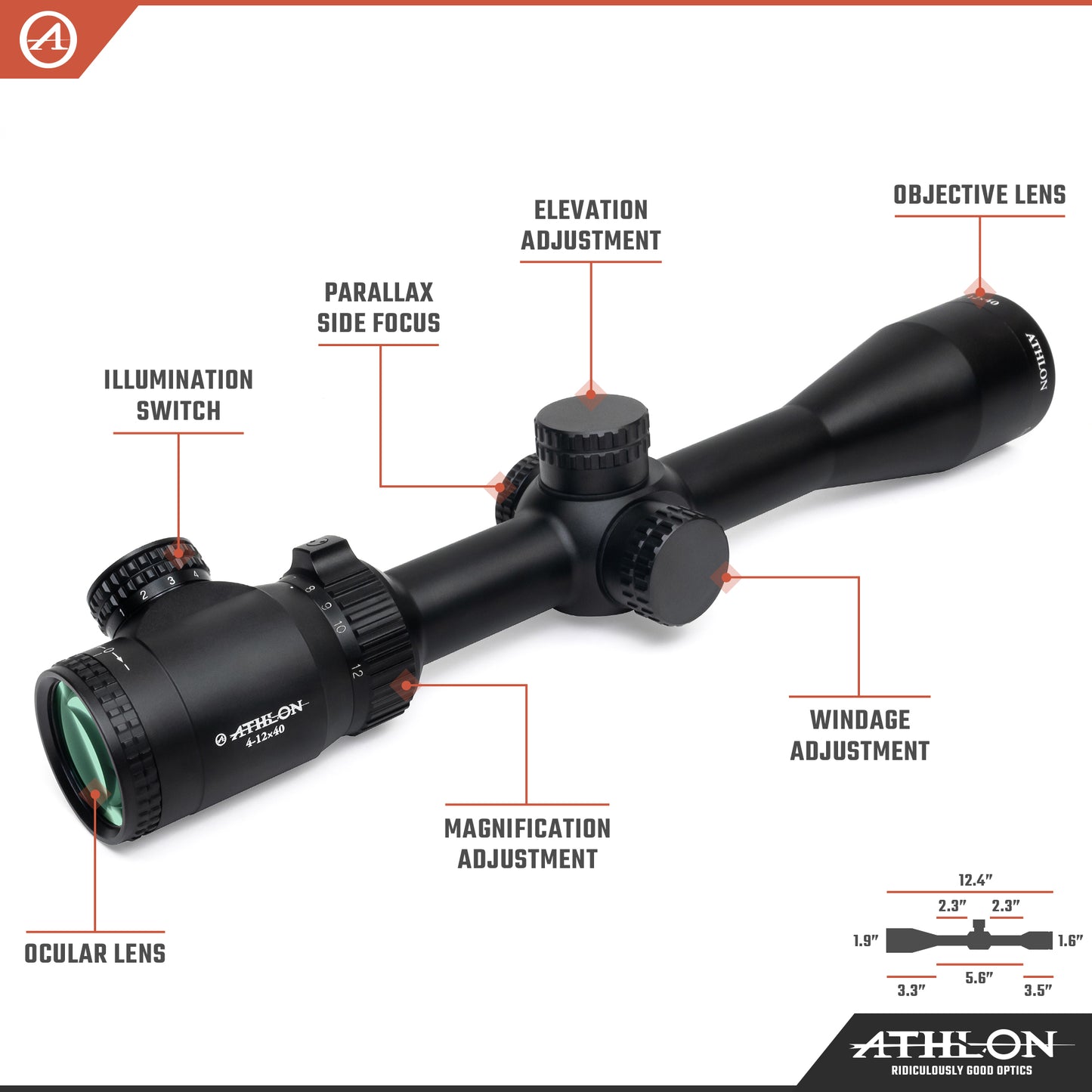 Neos 4-12x40 BDC 500 SFP IR MOA Reticle