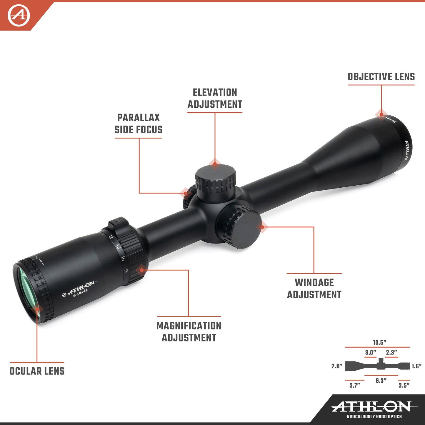 Neos 6-18x44 Center X SFP MOA Reticle
