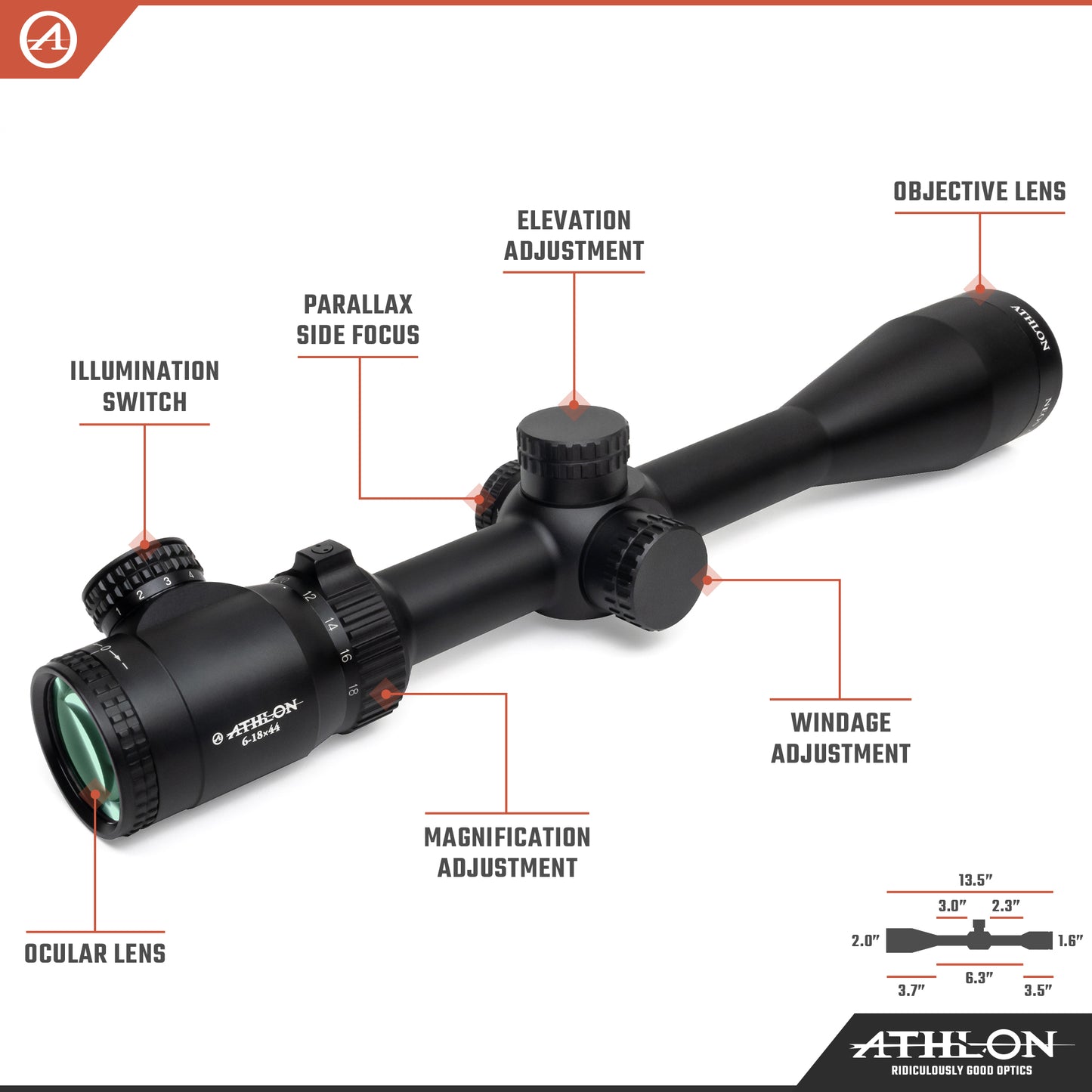 Neos 6-18x44 BDC 500 SFP IR MOA Reticle