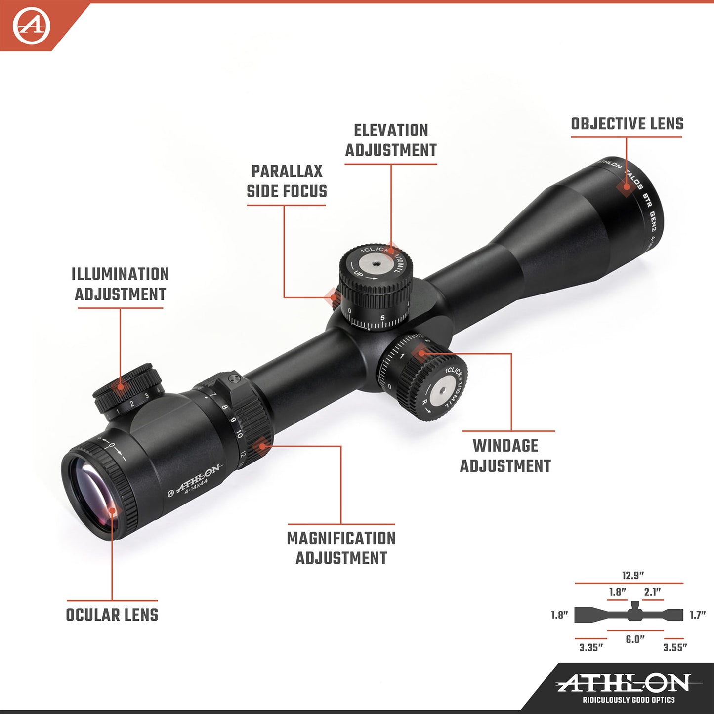 Talos BTR GEN2 4-14x44 APLR2 FFP IR MIL Reticle
