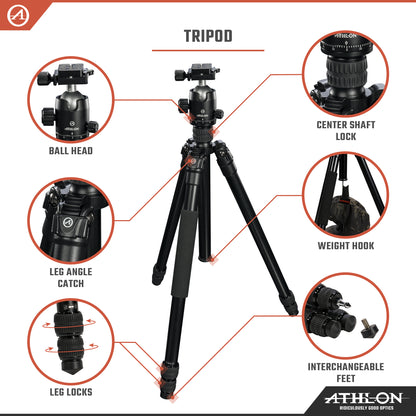 Midas AL28 - Aluminum Tripod (28mm tube) , Ball Head (36mm) , Soft sided carrying case , Accessories