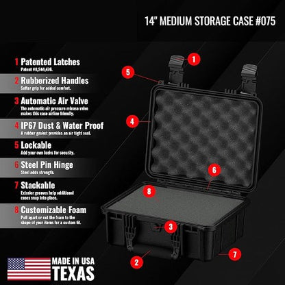 14" Medium Waterproof Hard Travel Case