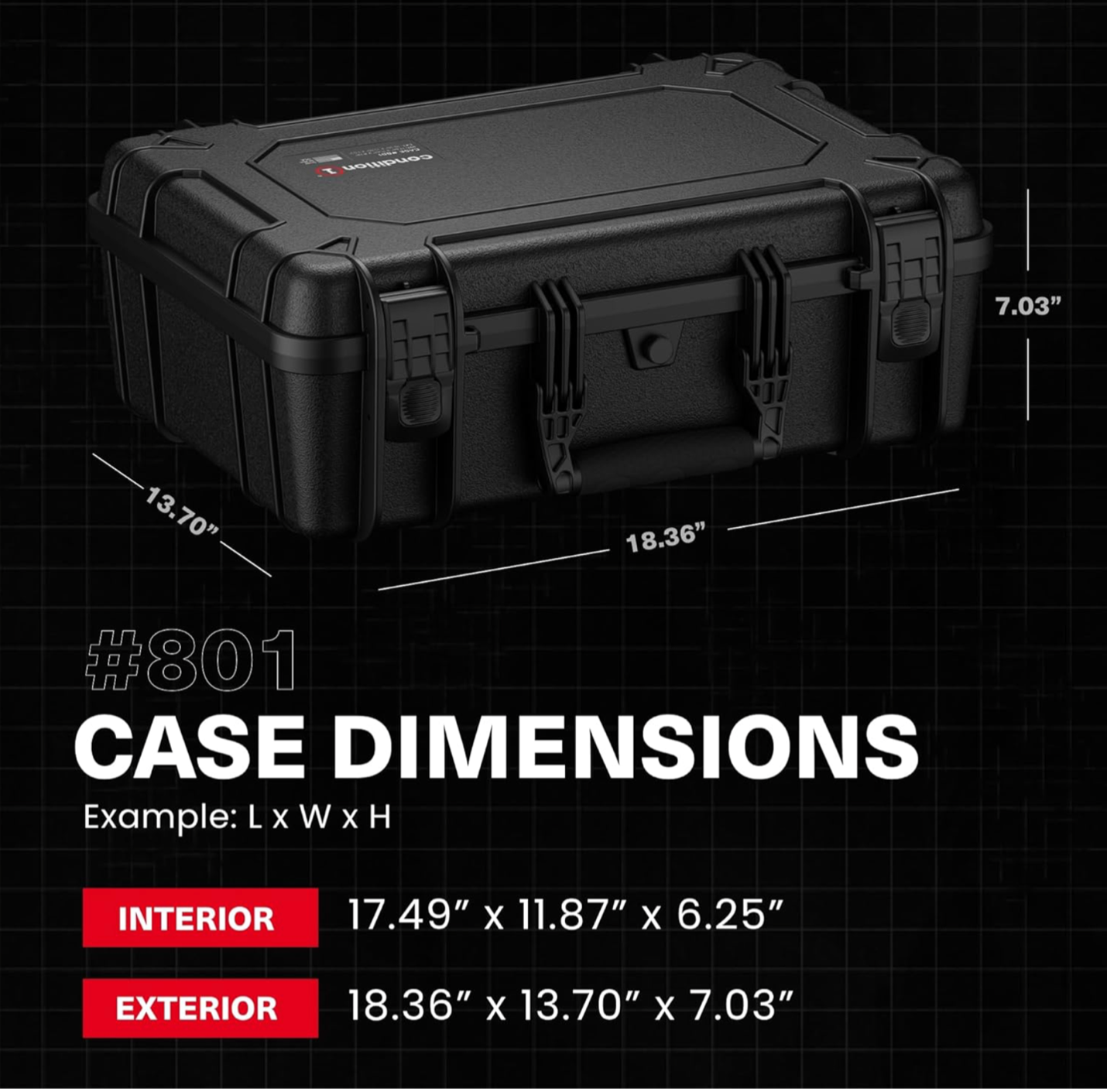 18" 5-Pistol Large Waterproof Hard Gun Case - TSA Approved
